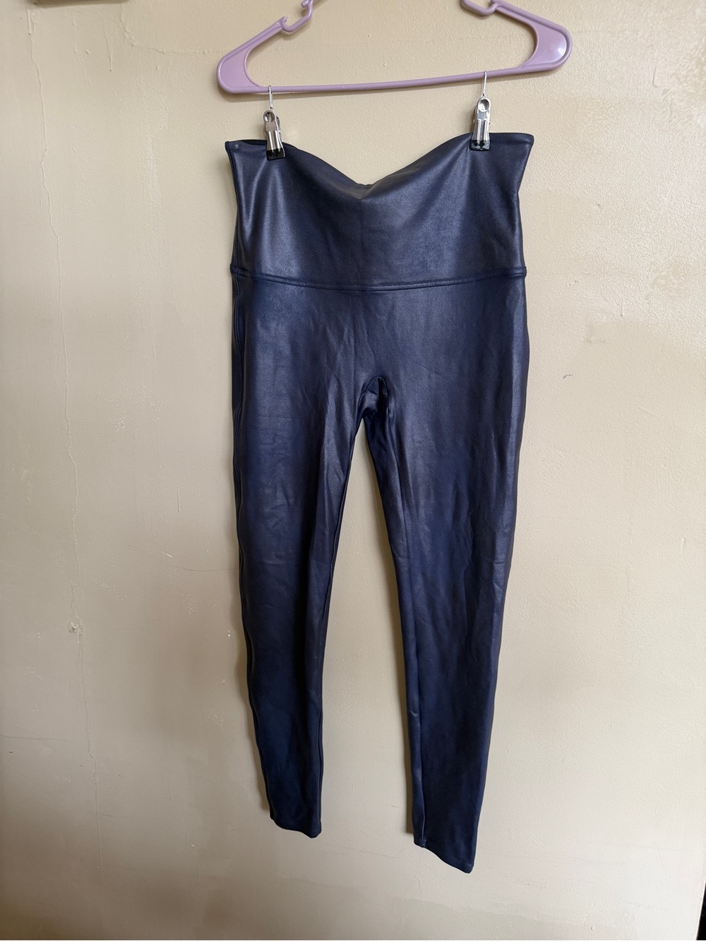 SPANX Faux Leather Leggings 1X | Navy Blue | 2437P